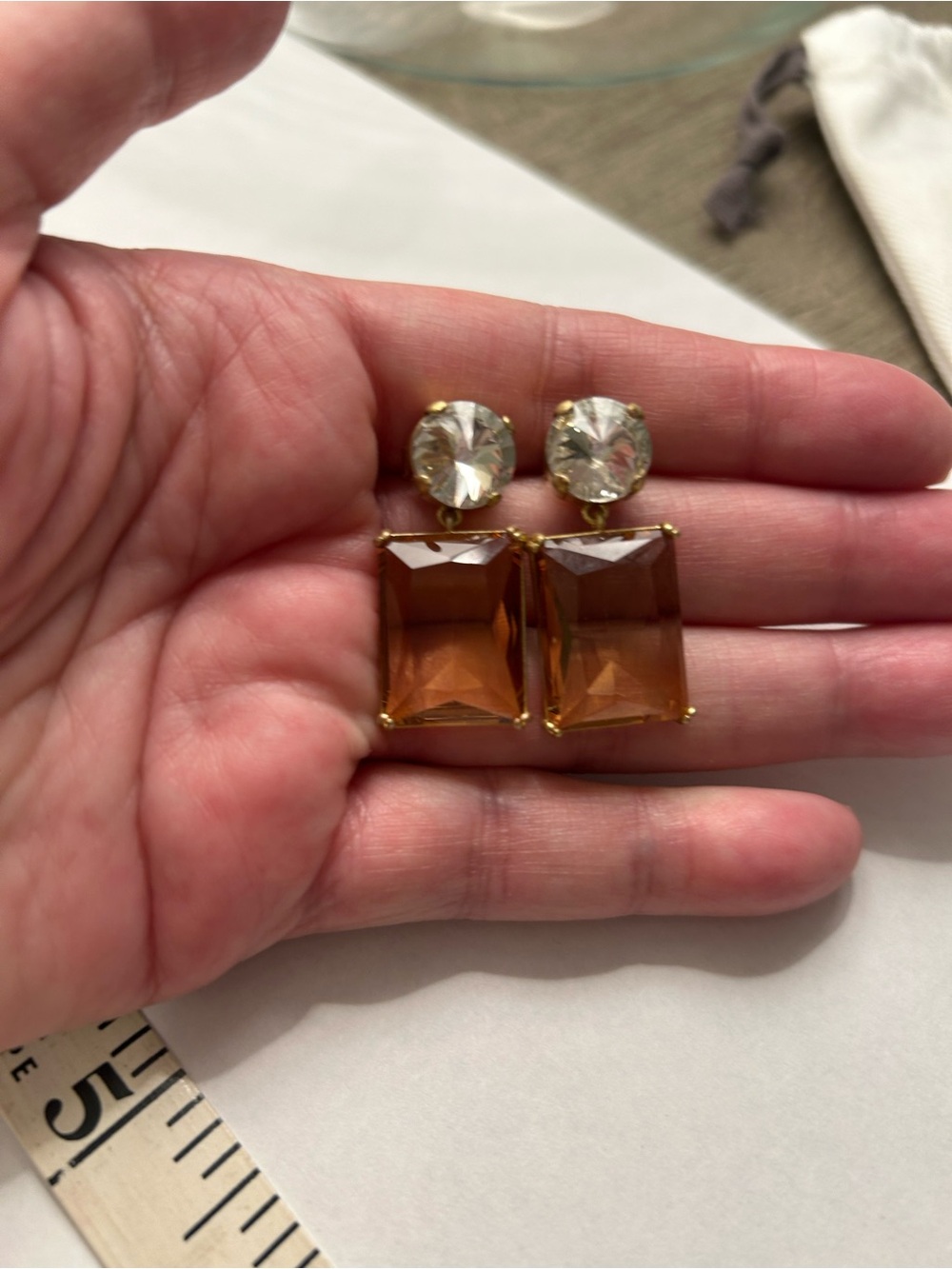 Roxanne Assoulin Gold-Tone Amber Drop Earrings with Clear Studs